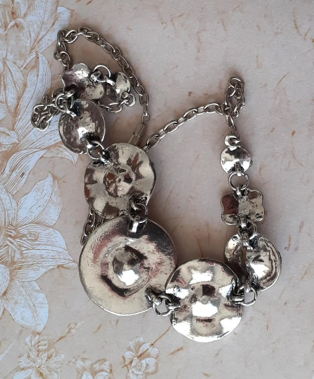 Collier vintage en argent avec cristaux et nacre – photo 6